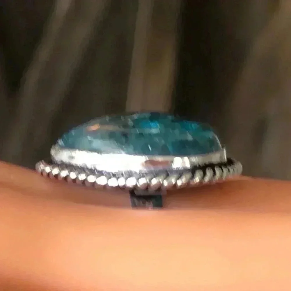 SIZE 8 Blue Apatite 925 Sterling Silver Ring NWT